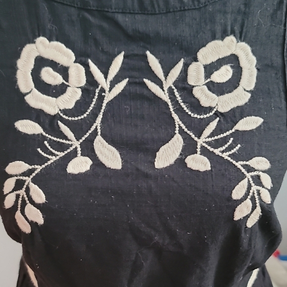 Free People Black Mini Dress with Cream Embroidery - Picture 3 of 11